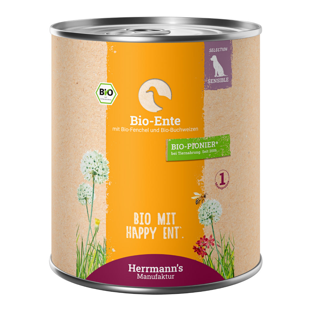 Herrmann's Ente mit Fenchel und Buchweizen Nassfutter für Hunde