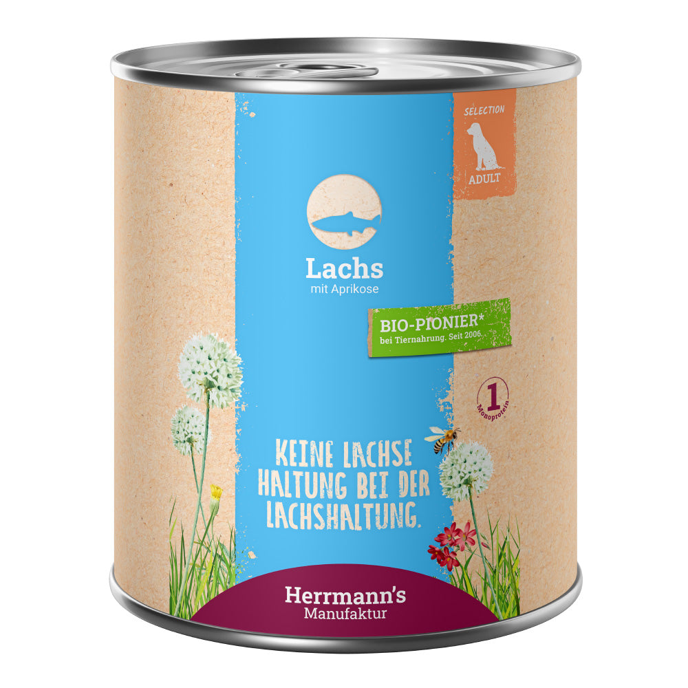 Herrmann's Lachs mit Aprikose Nassfutter für Hunde