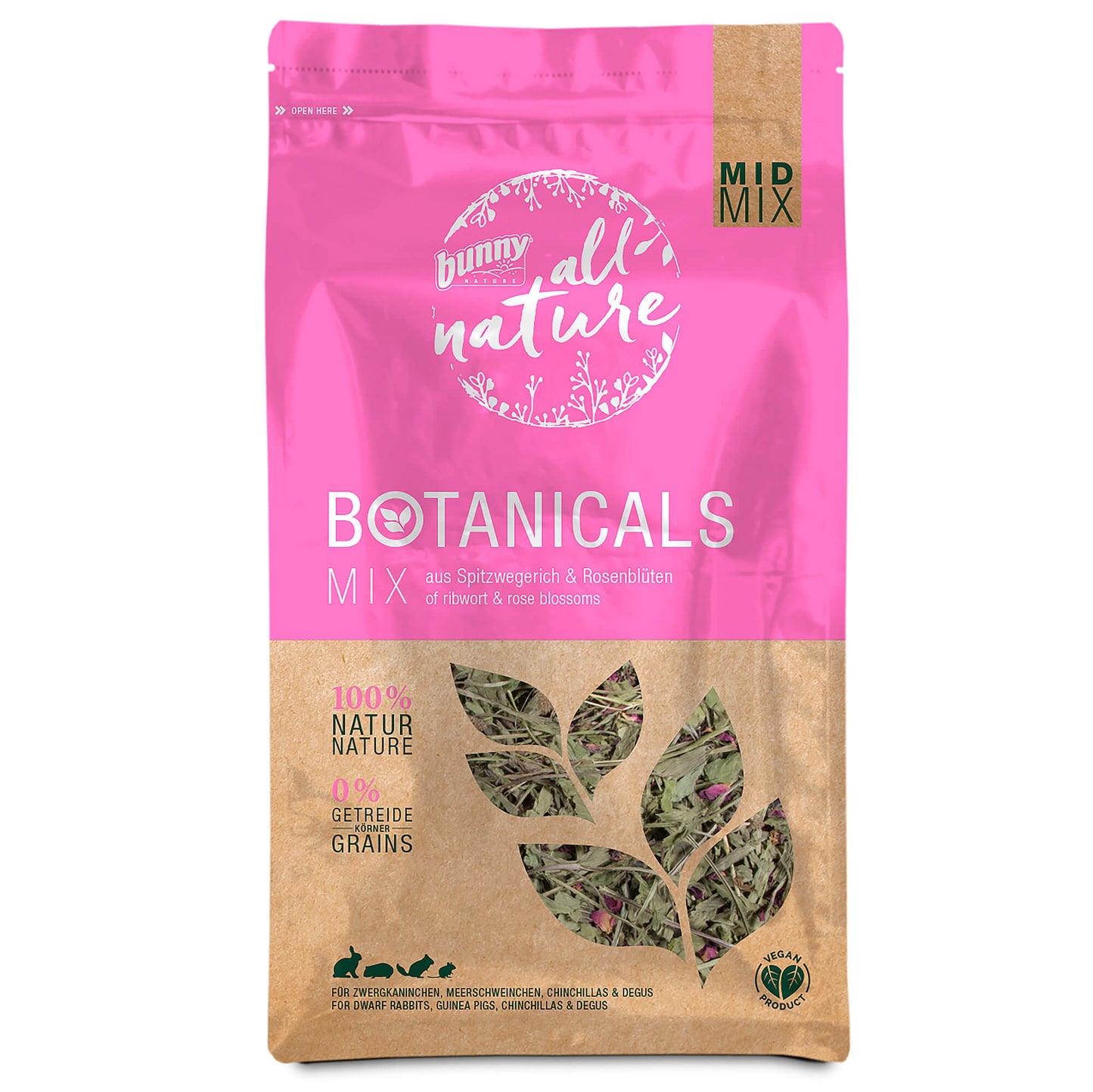 bunny All Nature Botanicals Mix Ergänzungsfutter für Zwergkaninchen, Degus, Meerschweinchen und Chinchillas