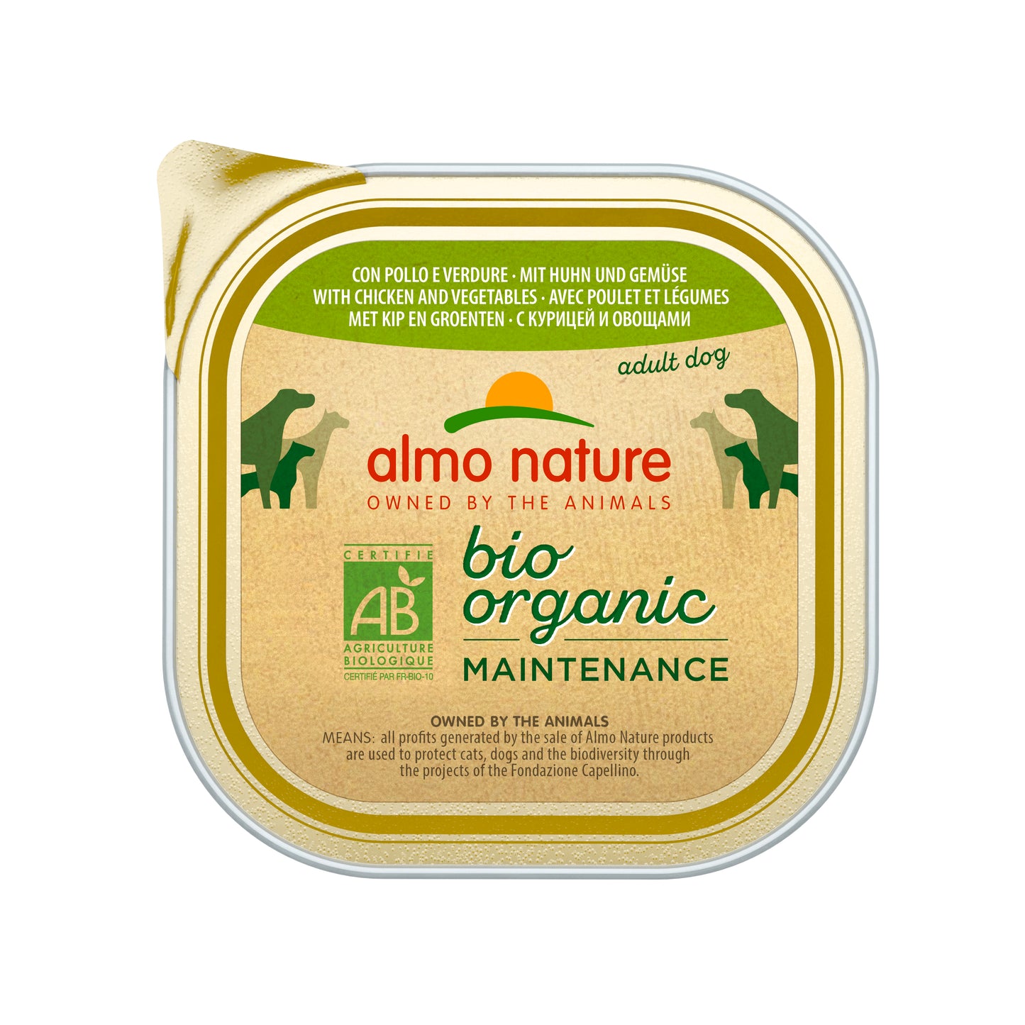 Almo Nature Bio Organic mit Huhn und Gemüse Nassfutter für Hunde