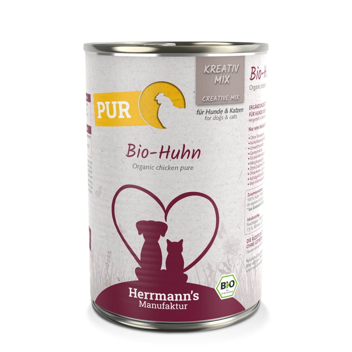 Herrmann's Huhn Reinfleisch Nassfutter für Hunde und Katzen