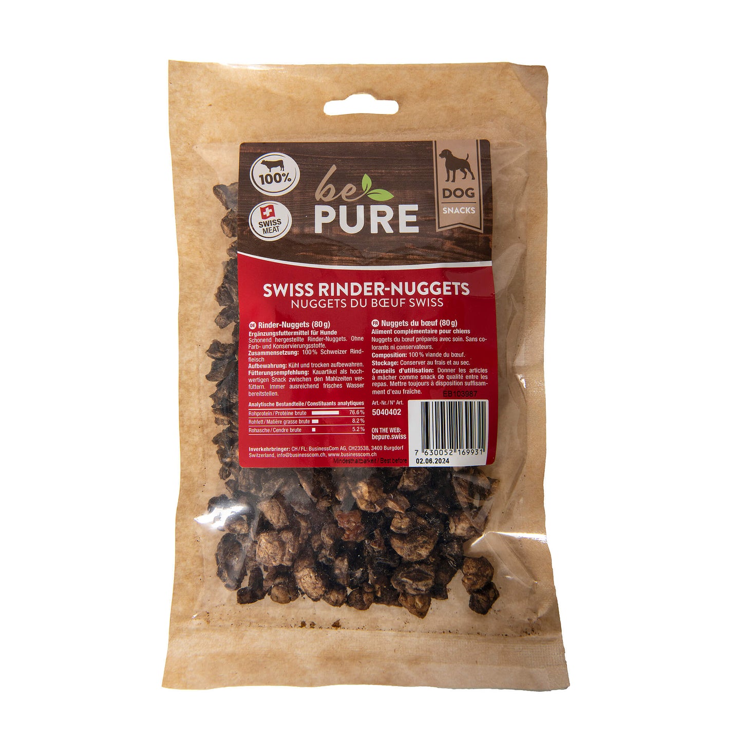 bePure Swiss Rinder-Nuggets für Hunde