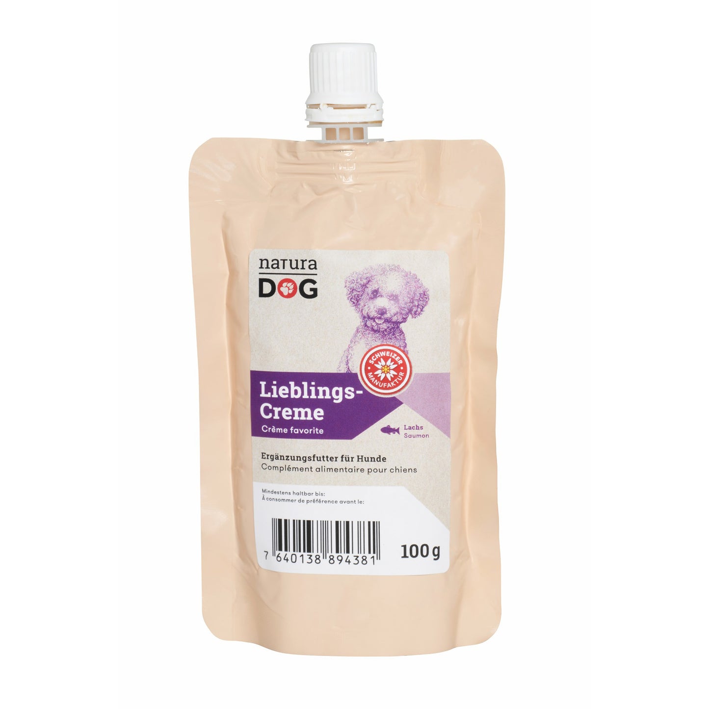 naturaDog Lieblings-Creme mit Lachs Snack für Hunde