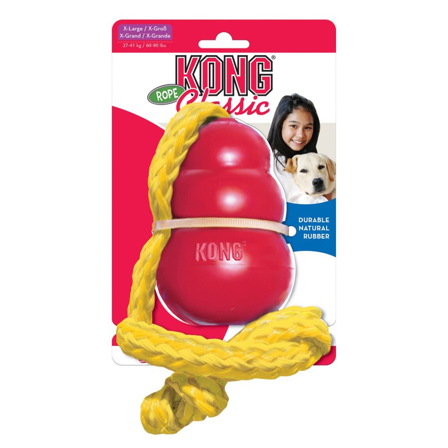 Hund Spielzeug "Classic W/Rope" rot XL