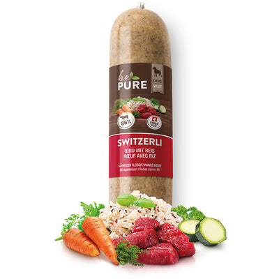 bePure Switzerli mit Rind und Reis Nassfutter für Hunde