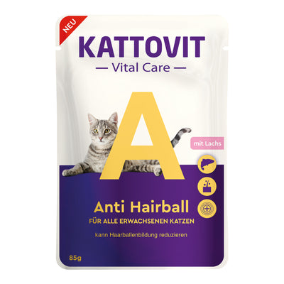 Kattovit Anti Hairball mit Lachs Nassfutter für Katzen