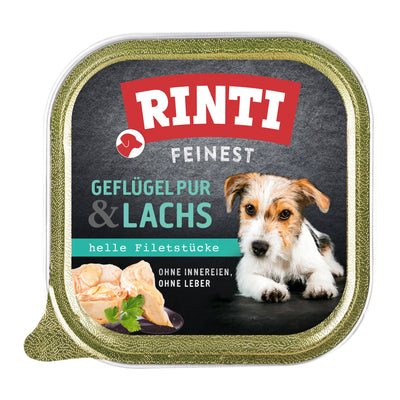 Rinti Feinest Geflügel und Lachs Nassfutter für Hunde