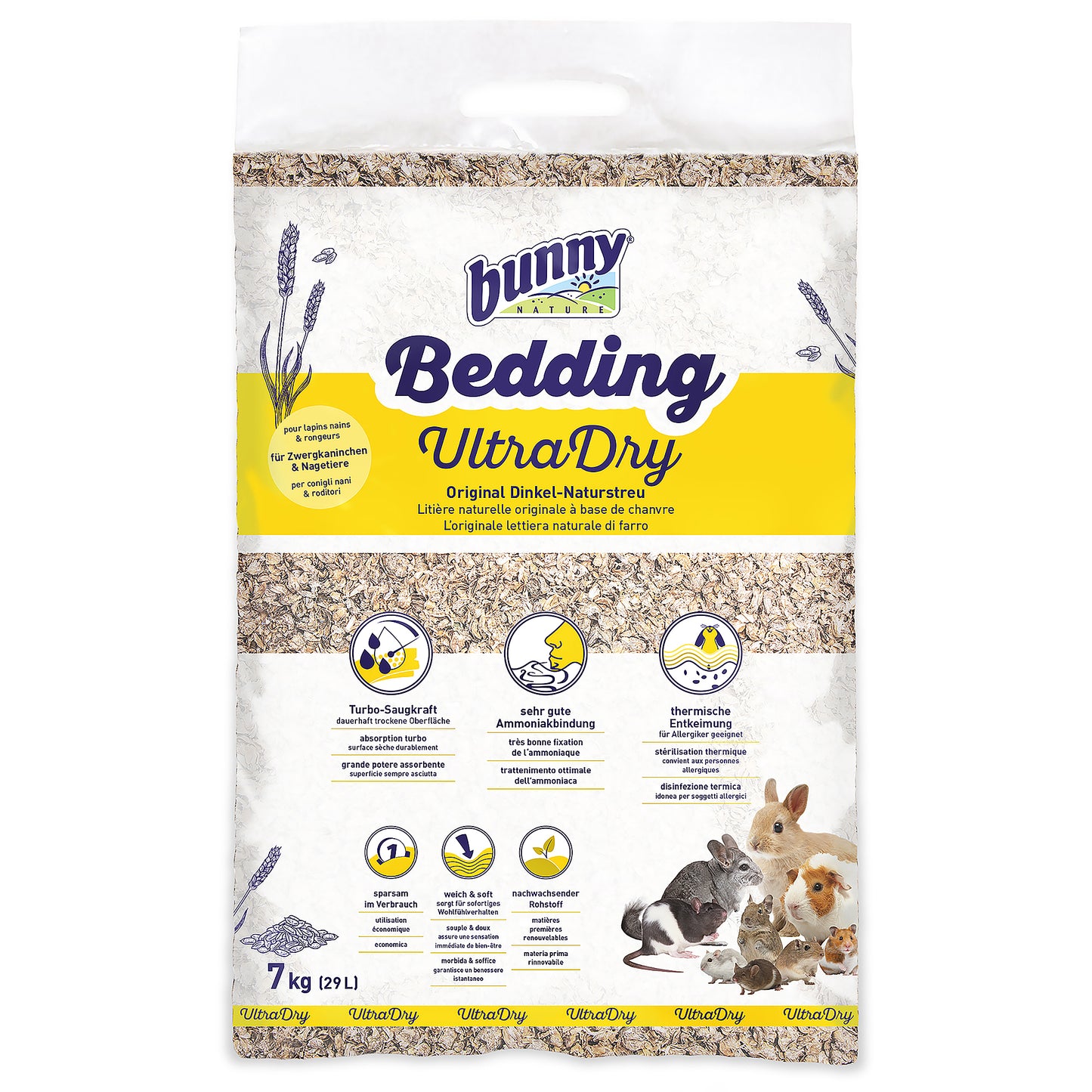 bunny Ultra Dry Streu für Zwergkaninchen, Meerschweinchen, Chinchillas, Hamster, Zwerghamster, Farbmäuse, Ratten und Degus