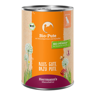 Herrmann's Pute mit Wurzelgemüse, Kartoffeln Nassfutter für Hunde
