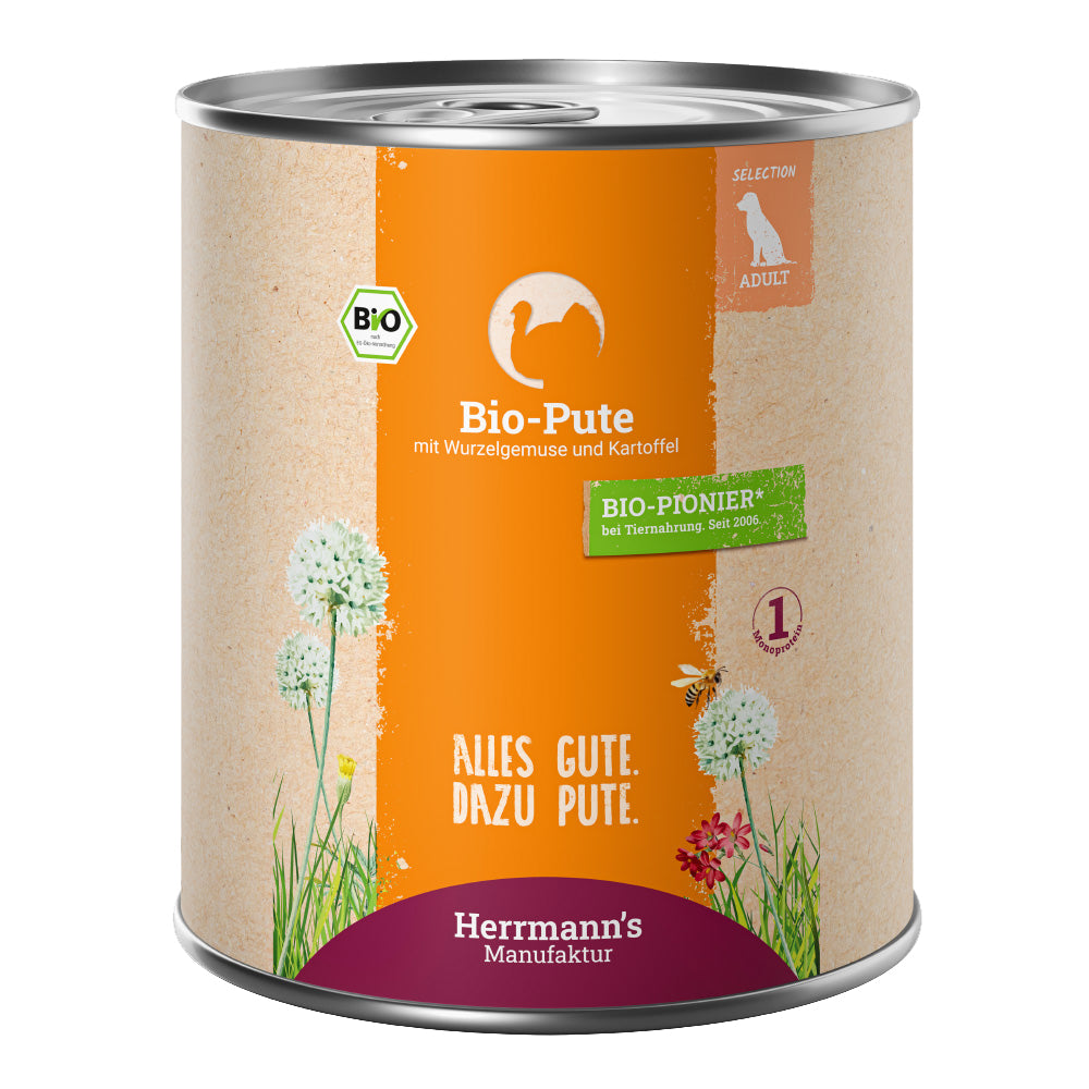 Herrmann's Pute mit Wurzelgemüse, Kartoffeln Nassfutter für Hunde