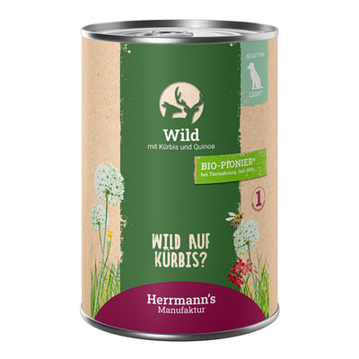 Herrmann's Wild mit Kürbis und Quinoa Nassfutter für Hunde