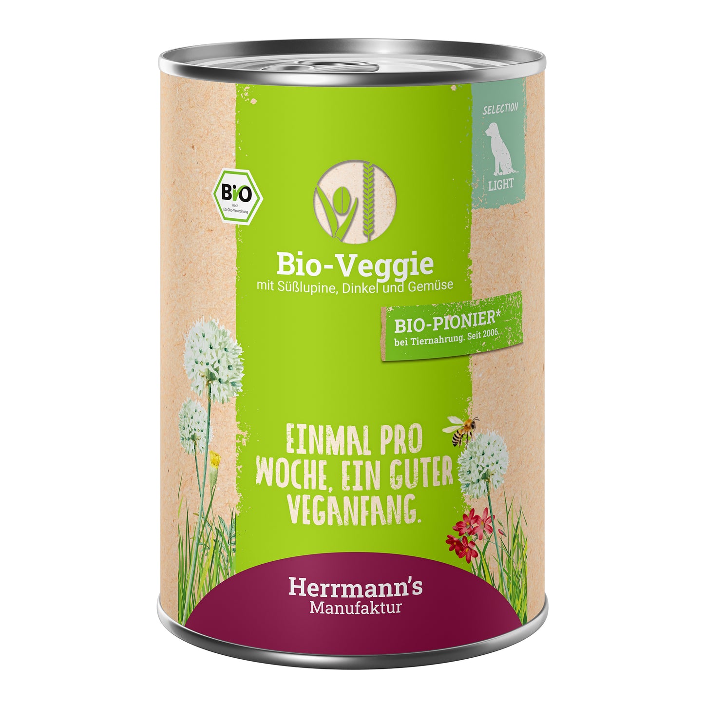 Herrmann's Veggie mit weisser Süsslupine und Dinkel Nassfutter für Hunde