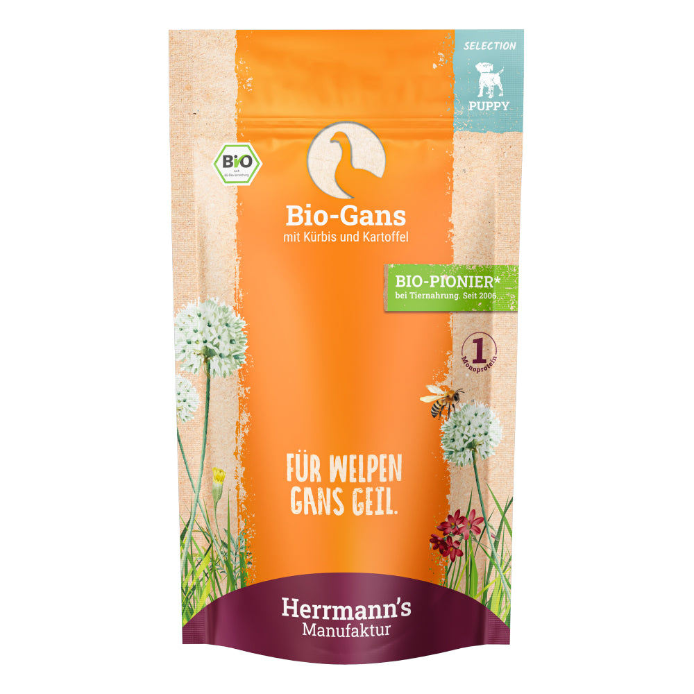 Herrmann's Puppy Gans mit Kürbis und Kartoffel Nassfutter für Hunde
