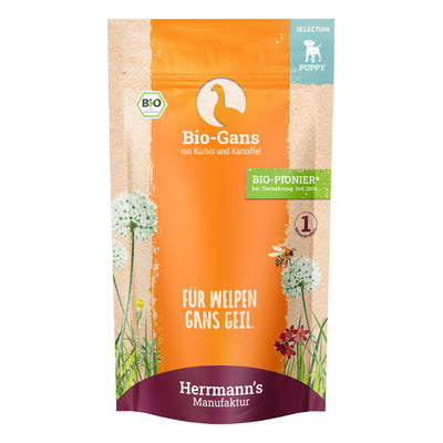 Herrmann's Puppy Gans mit Kürbis und Kartoffel Nassfutter für Hunde