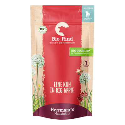 Herrmann's Puppy Rind mit Apfel und Haferflocken Nassfutter für Hunde