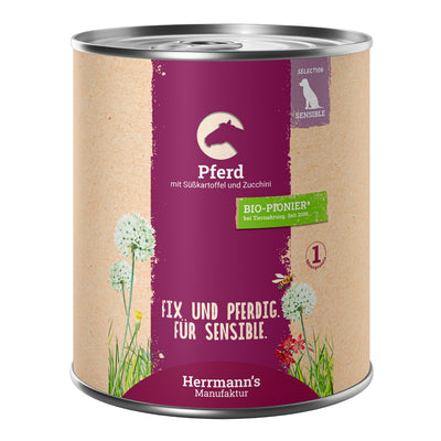 Herrmann's Pferd mit Süsskartoffel und Zucchini Nassfutter für Hunde