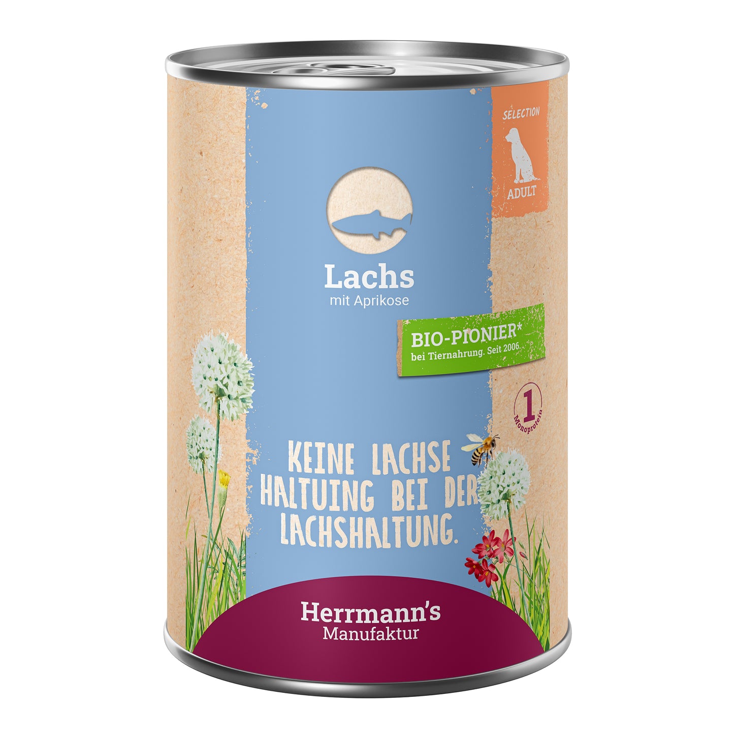 Herrmann's Lachs mit Aprikose Nassfutter für Hunde