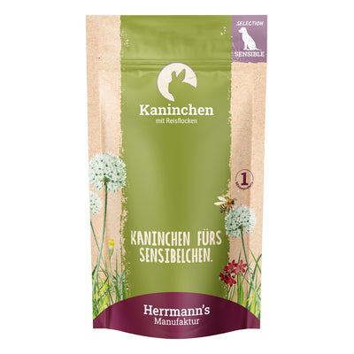 Herrmann's Kaninchen mit Reisflocken Nassfutter für Hunde
