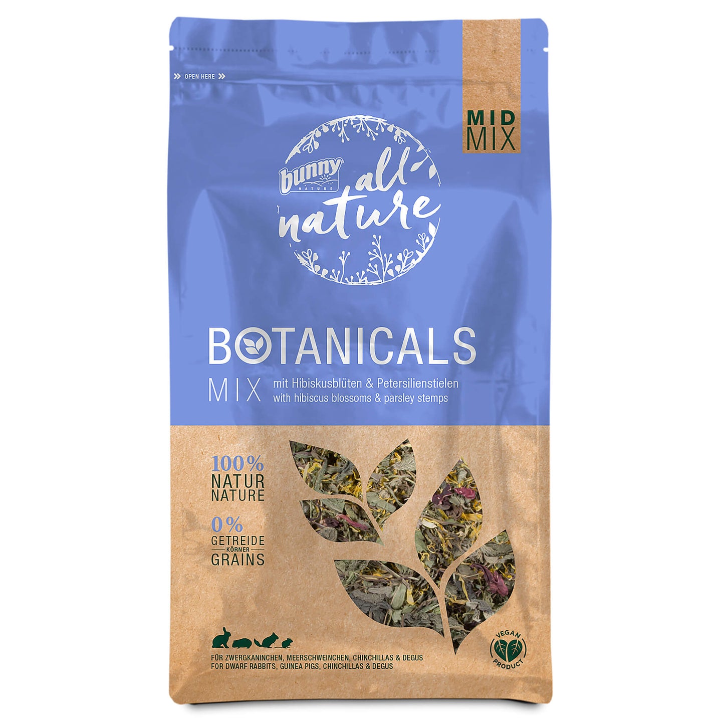 bunny All Nature Botanicals Mix Ergänzungsfutter für Zwergkaninchen, Meerschweinchen, Degus und Chinchillas