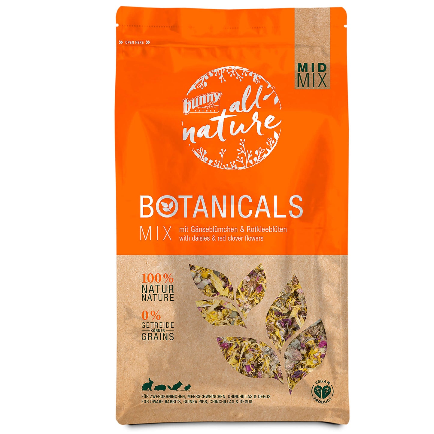 bunny All Nature Botanicals Mix Ergänzungsfutter für Zwergkaninchen, Meerschweinchen, Degus und Chinchillas