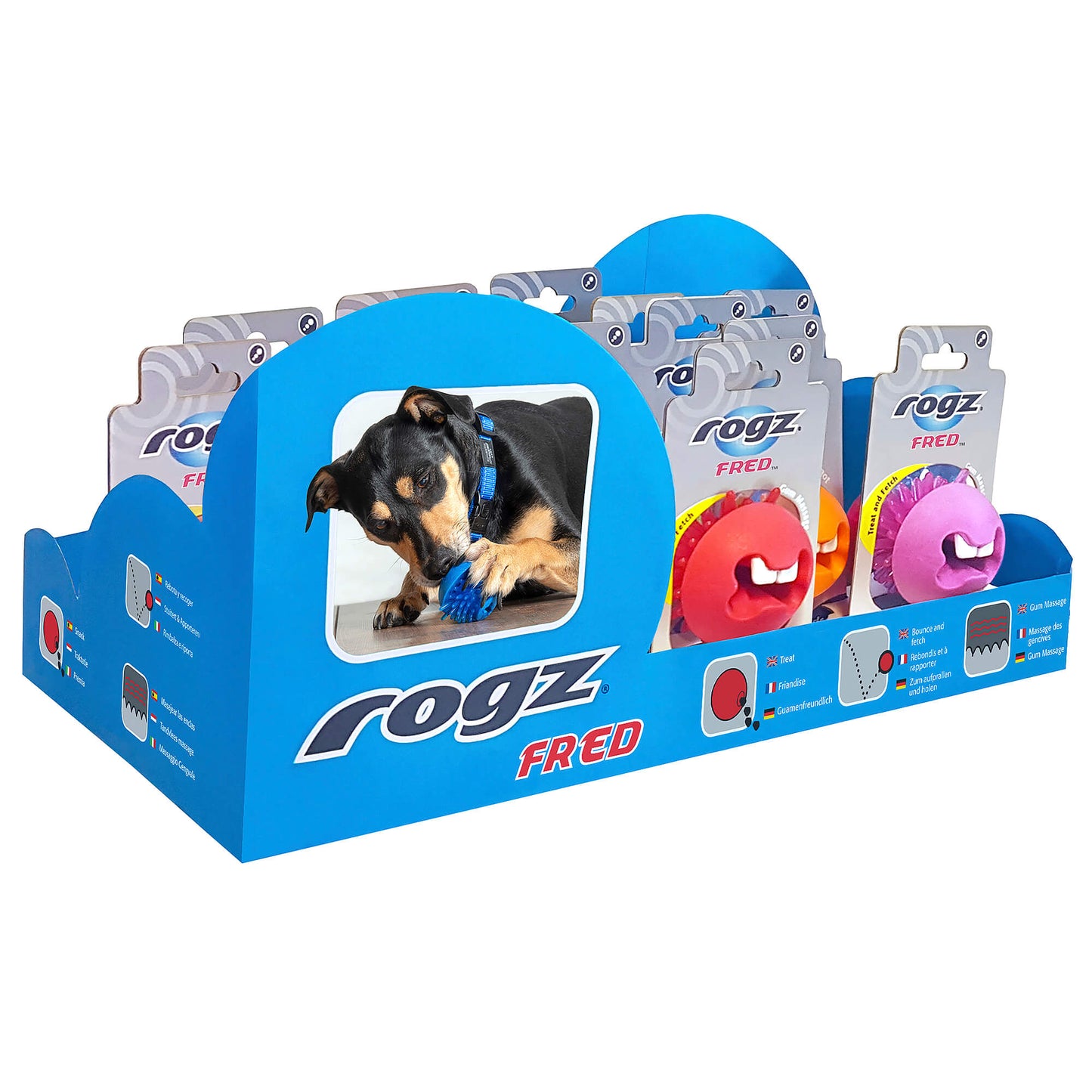 rogz Fred Treat Ball Display Intelligenz-Spielzeug für Hunde