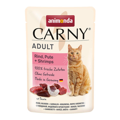 Carny Adult Rind, Pute und Shrimps Nassfutter für Katzen