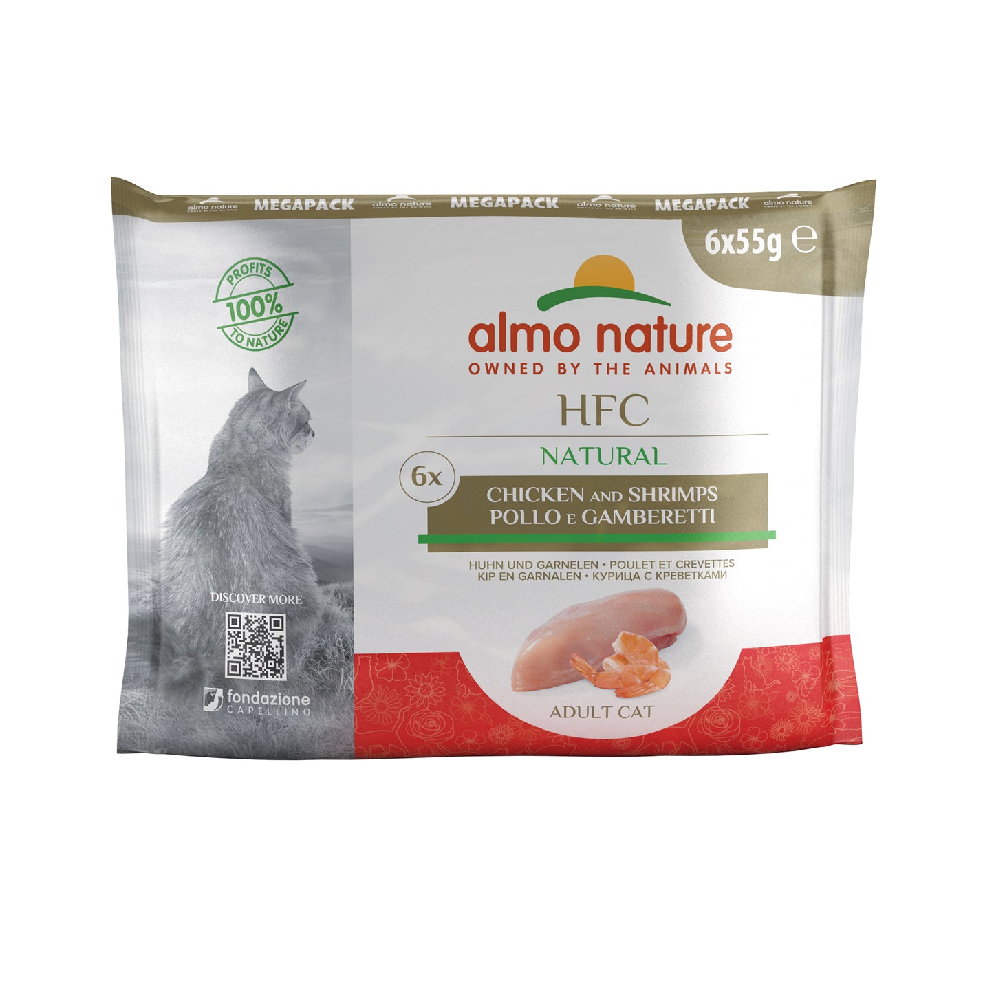 Almo Nature HFC Natural Cat Mega Pack Huhn und Garnelen Nassfutter für Katzen
