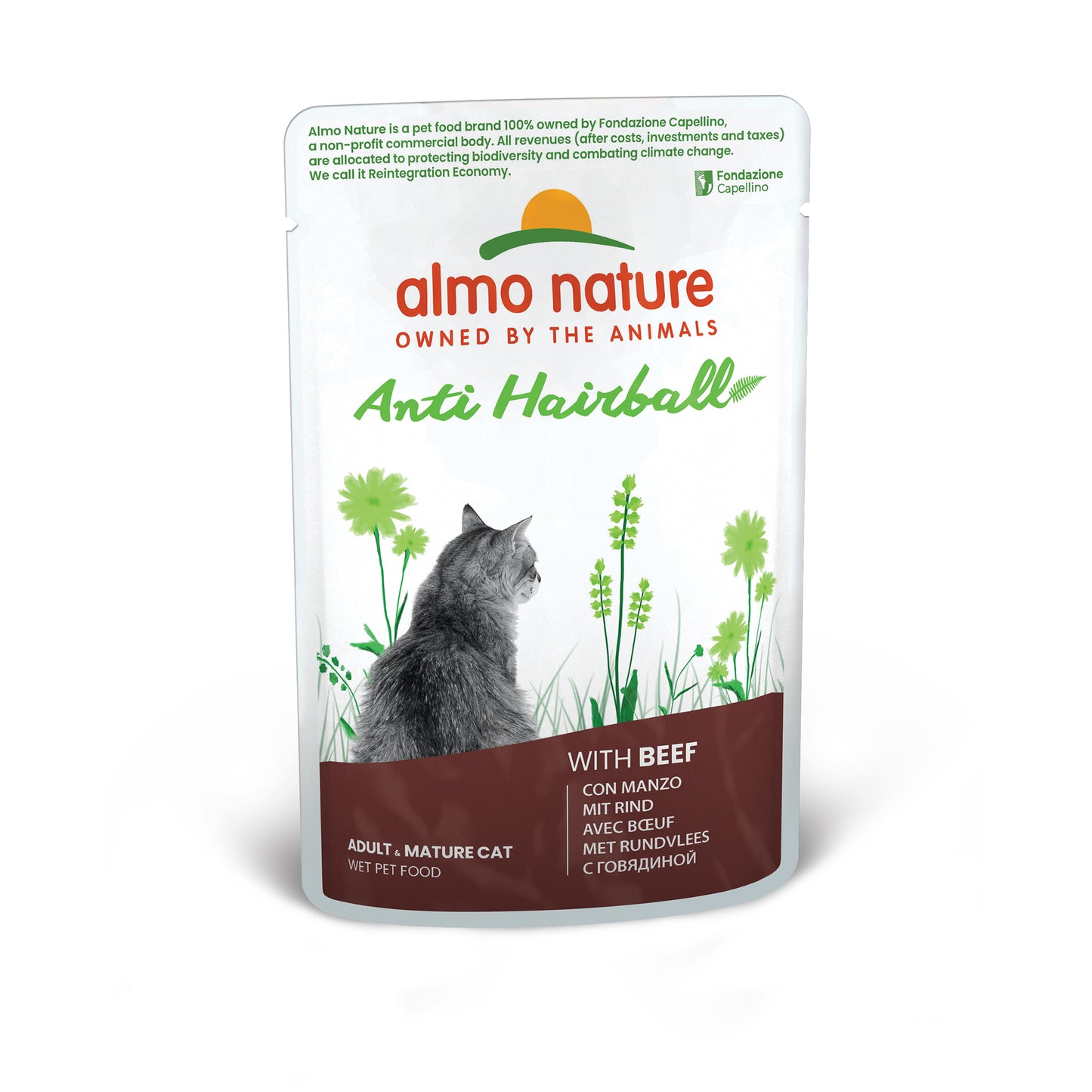 Almo Nature Anti-Hairball mit Rind Nassfutter für Katzen