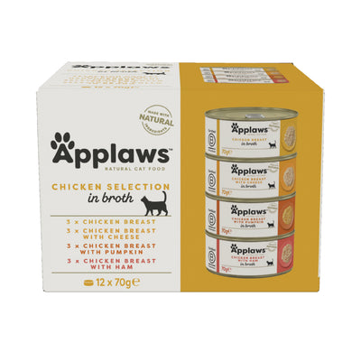 Applaws Multipack mit Hähnchenbrust, Käse, Kürbis und Schinken Nassfutter für Katzen