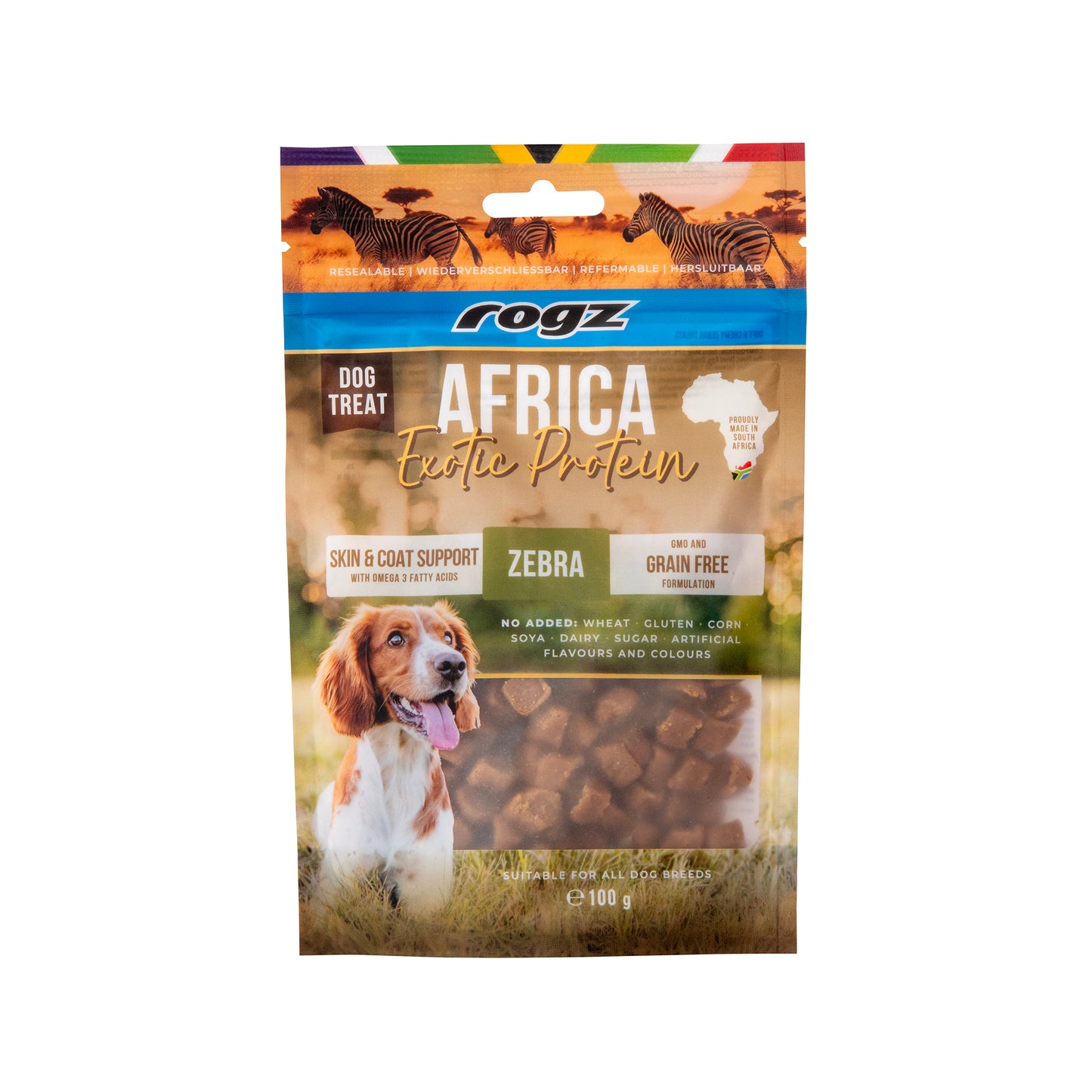 rogz Africa Exotic Skin & Coat Help Zebra Snack für Hunde
