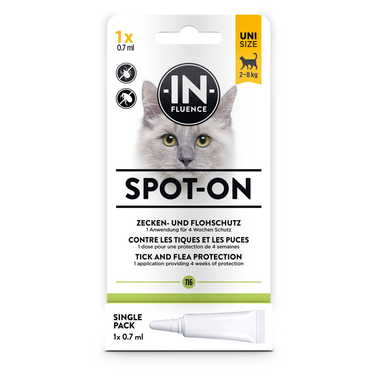 In-Fluence Spot-On Singlepack Parasitenschutz für Katzen