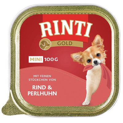 Rinti Gold Mini Rind und Perlhuhn Nassfutter für Hunde