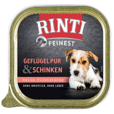 Rinti Feinest Geflügel und Schinken Nassfutter für Hunde
