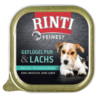 Rinti Feinest Geflügel und Lachs Nassfutter für Hunde